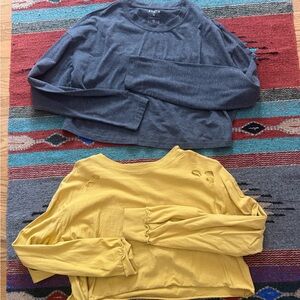 Yellow and Gray Long Sleeve Tops